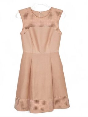 J.Crew Size 4P Sleeveless A-Line Cutout Detail Dress in Blush Pink Cotton Silk